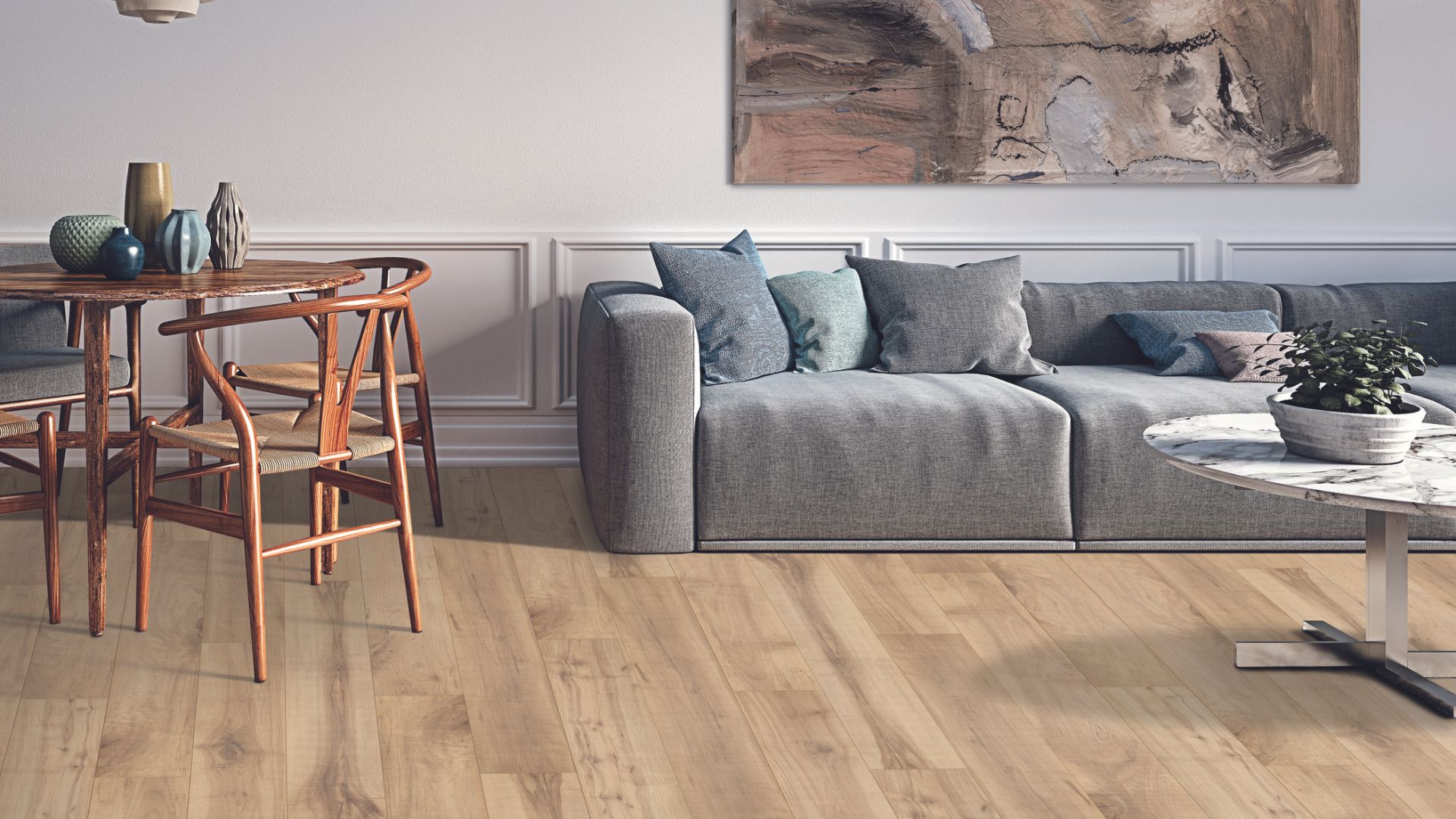 luxury vinyl plank flooring in a cozy living room 